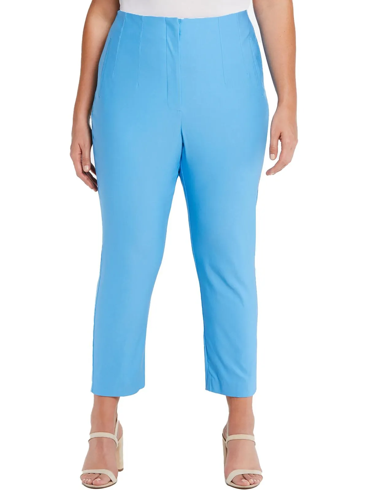 Plus Womens High Rise Ankle Straight Leg Pants
