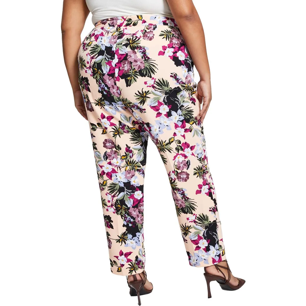 Plus    Womens High Rise Floral Skinny Pants