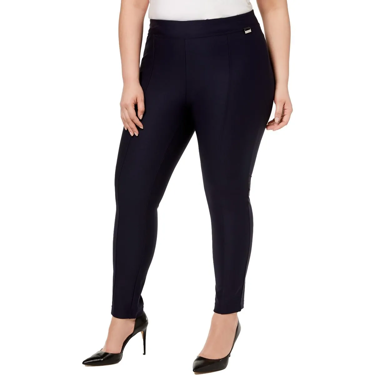 Plus Womens High Rise Logo Skinny Pants
