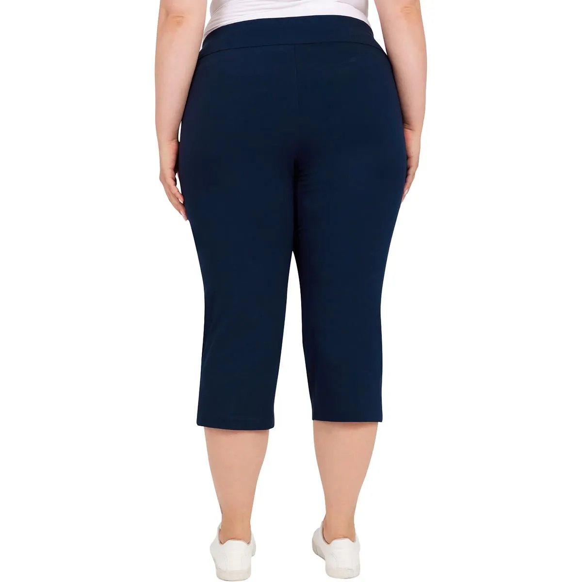 Plus Womens Solid Pull On Capri Pants