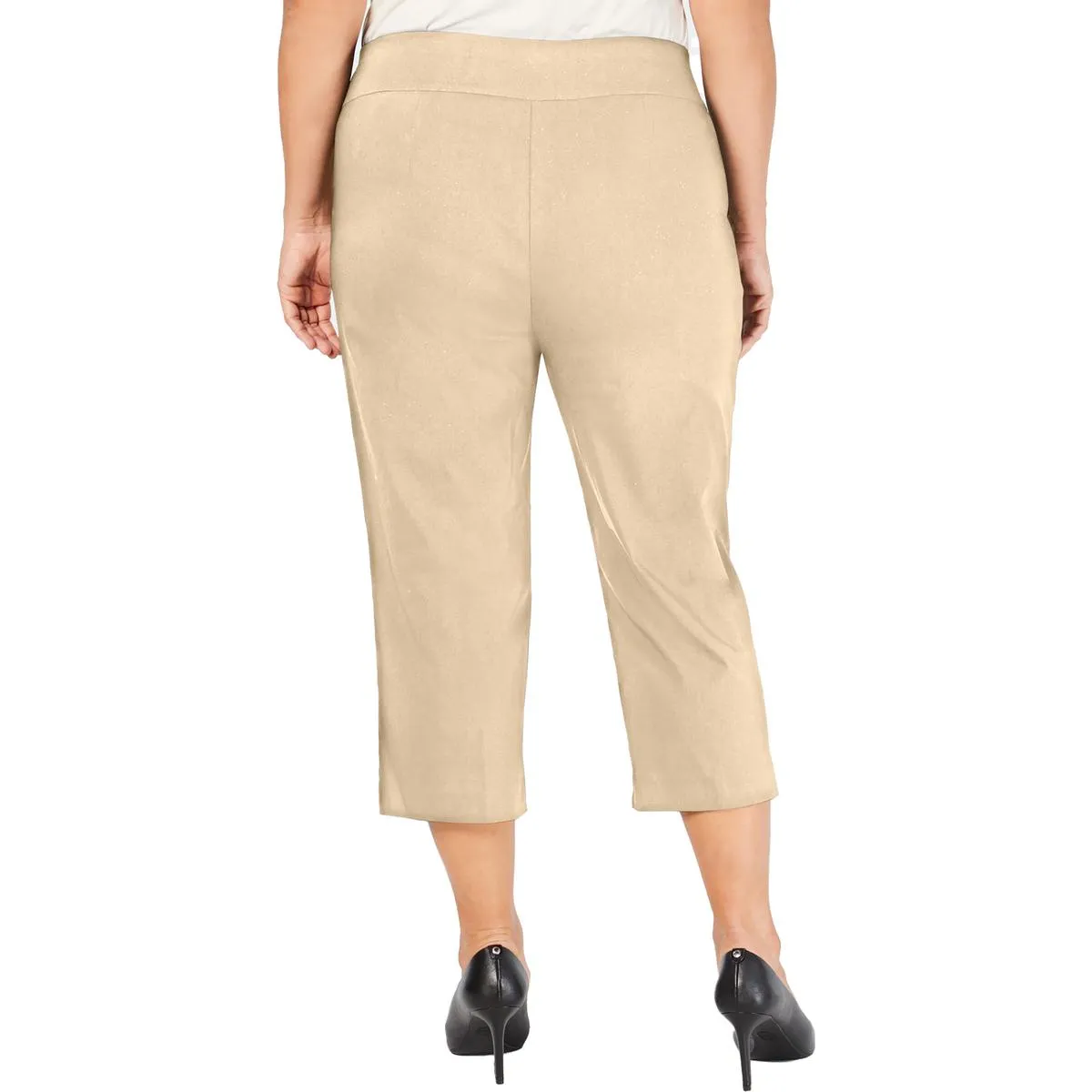 Plus Womens Woven Stretch Capri Pants