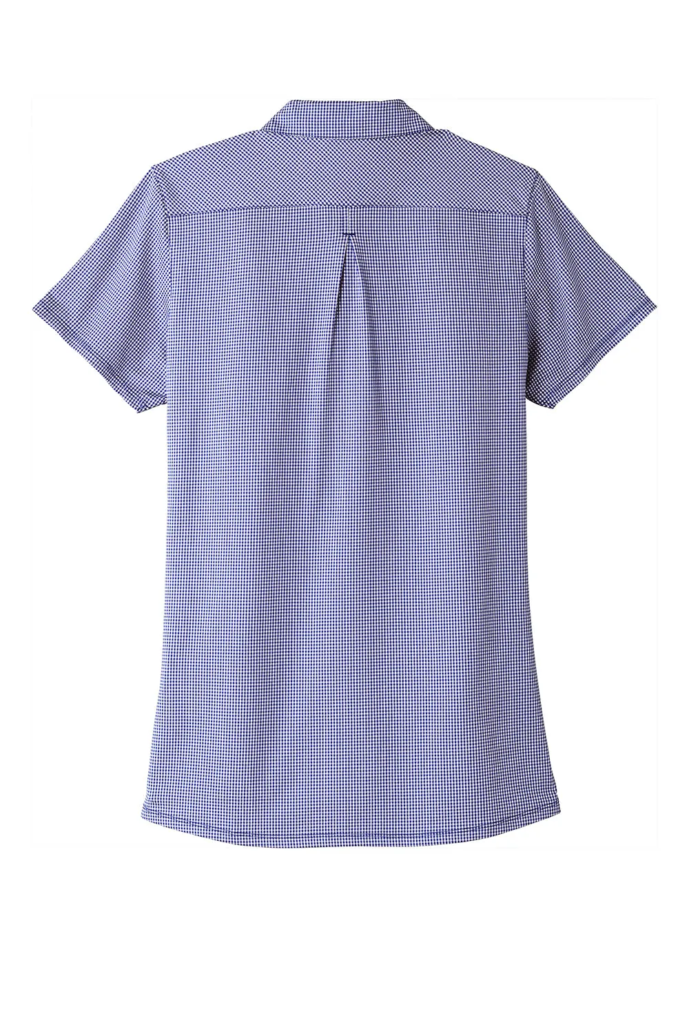 Port Authority Womens Gingham Moisture Wicking Short Sleeve Polo Shirt - True Navy Blue/White - Closeout