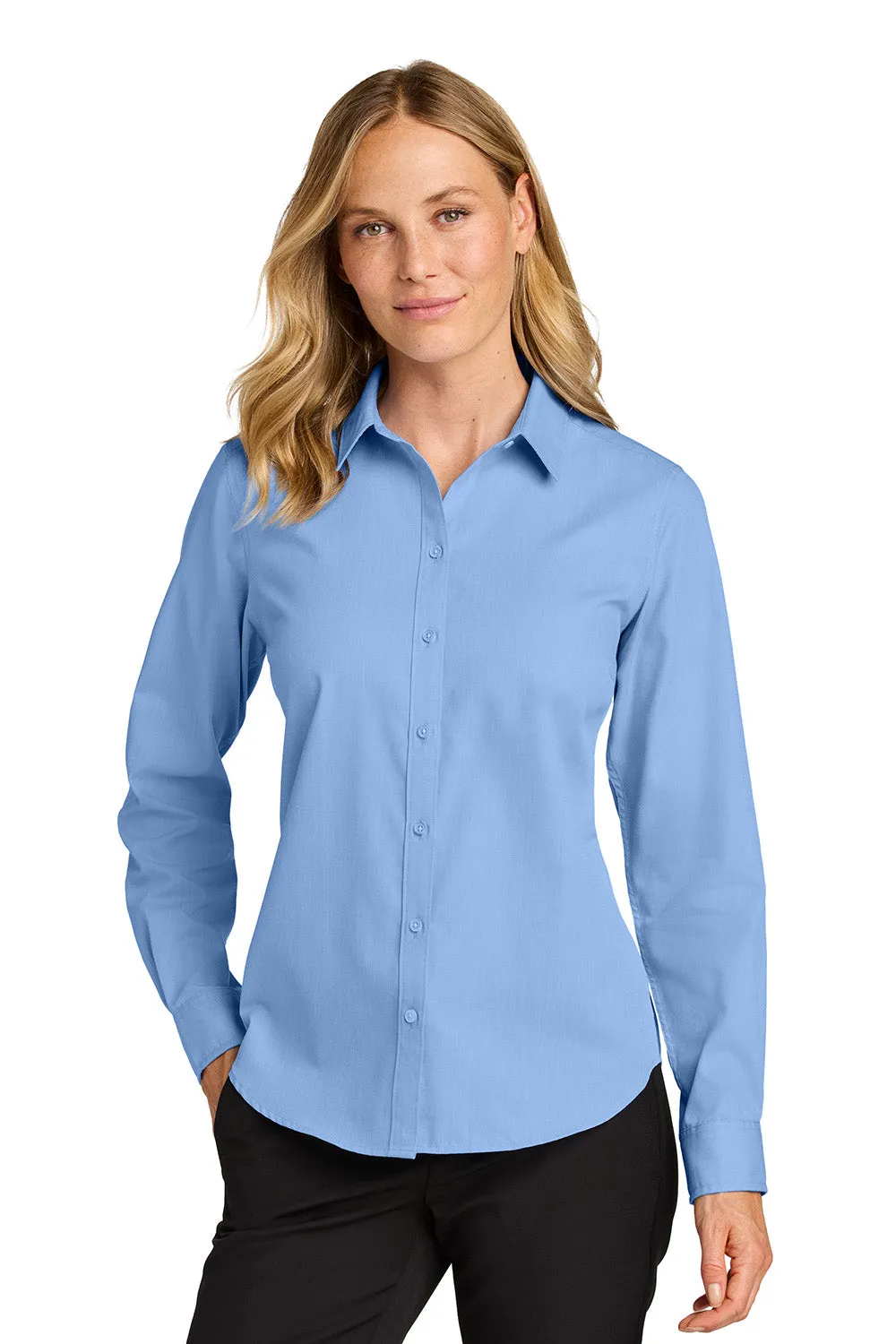 Port Authority Womens Nailhead Easy Care Long Sleeve Button Down Shirt - Swiss Blue