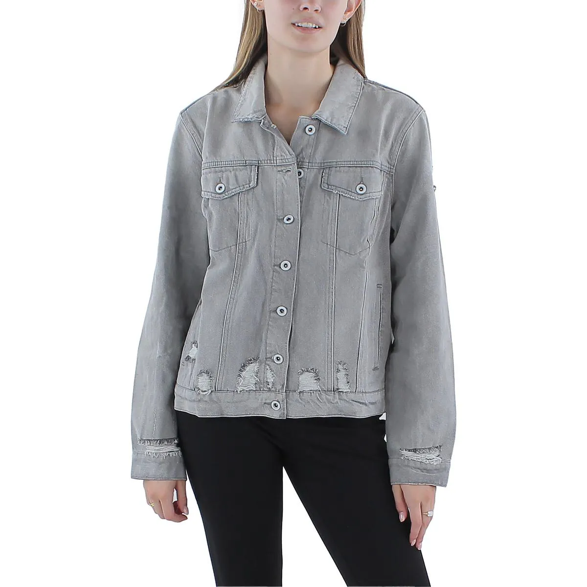 Reagan Womens Relaxed Distressed Denim Jacket