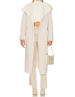Reversible Faux Fur Coat In Cream