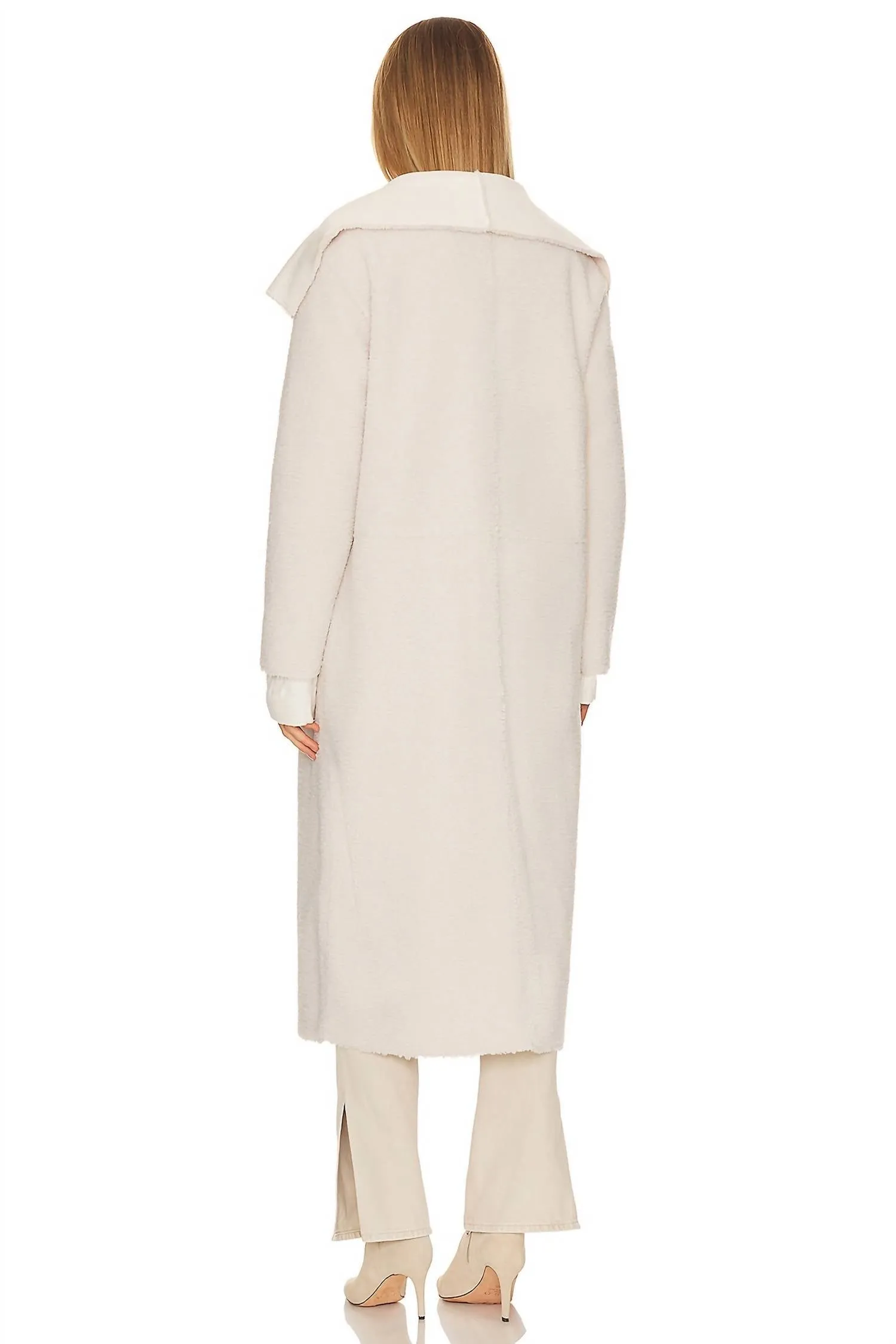 Reversible Faux Fur Coat In Cream