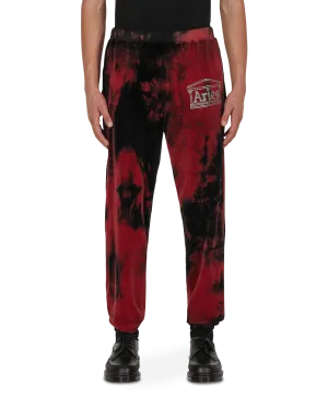 Rhinestone Velour Sweatpants Red