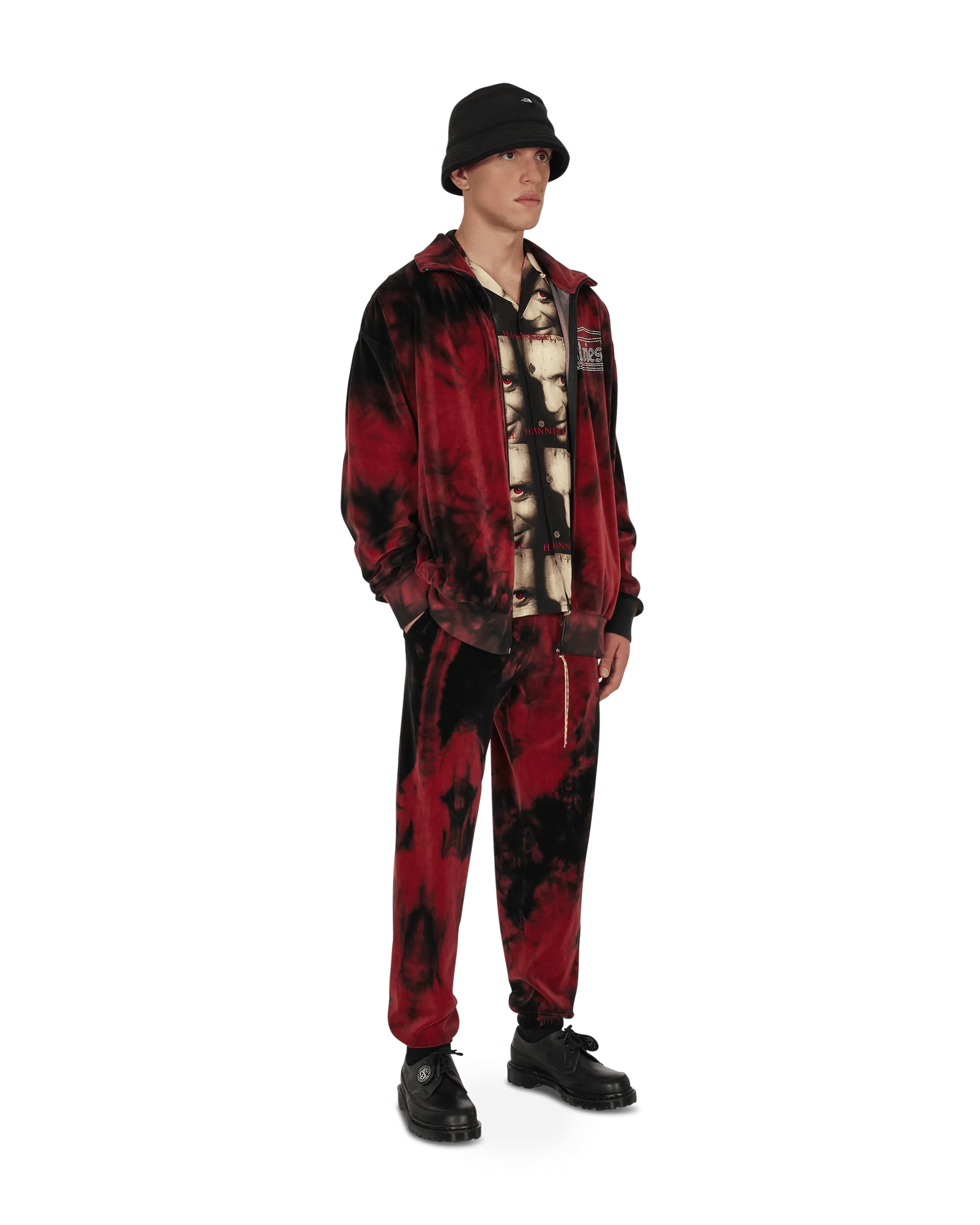 Rhinestone Velour Sweatpants Red