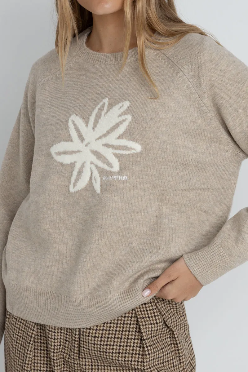 Rhythm Sanctuary Crew Neck Knit Sweater-Taupe