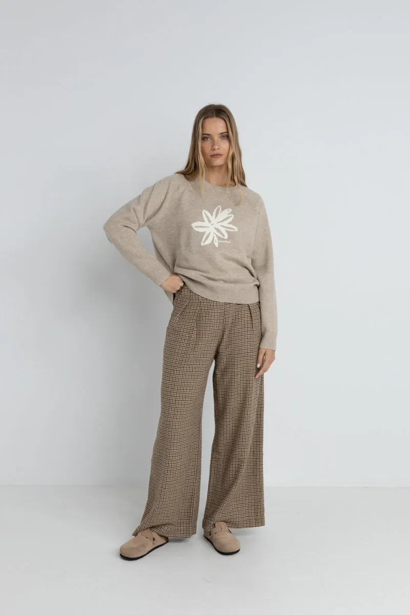 Rhythm Sanctuary Crew Neck Knit Sweater-Taupe