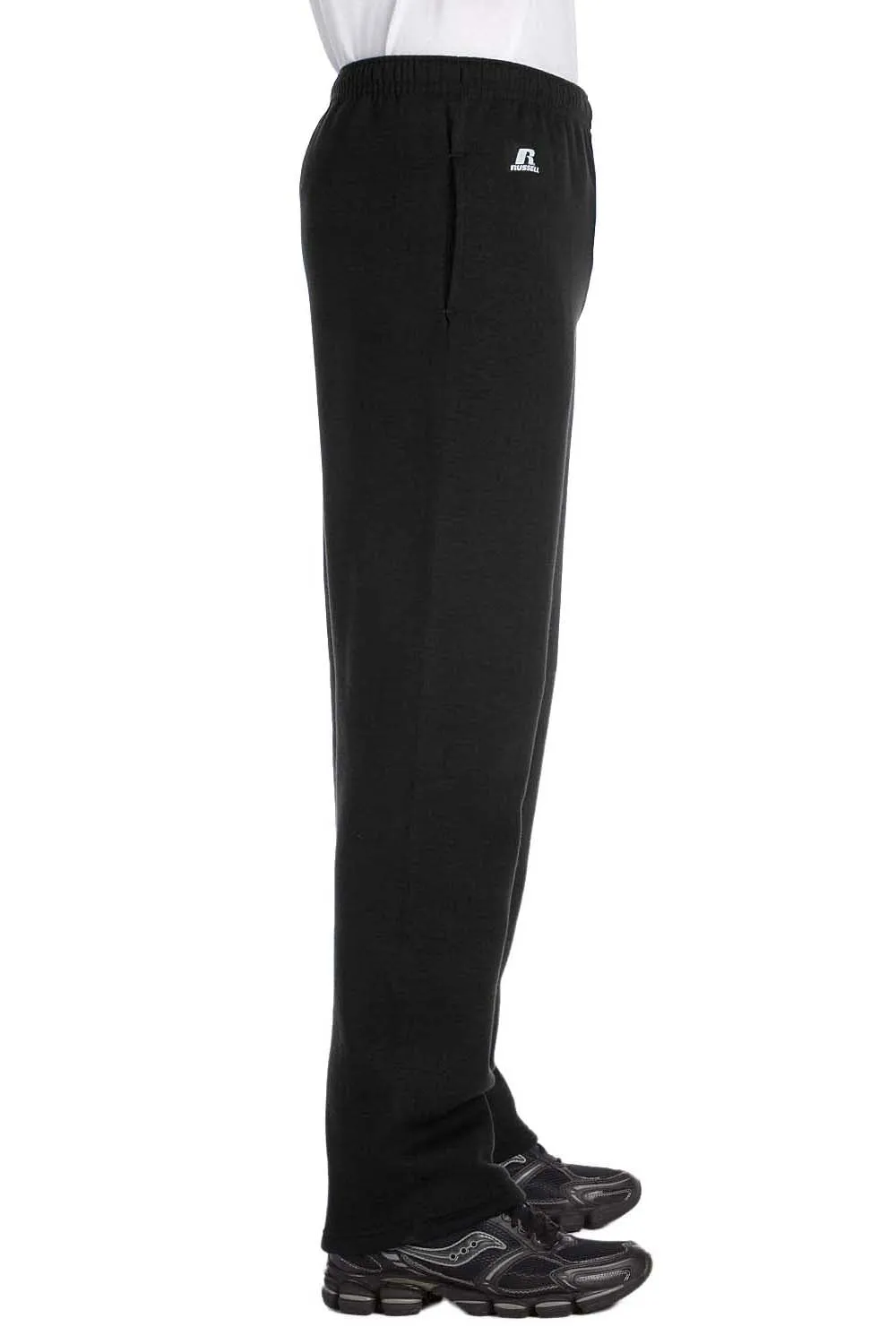 Russell Athletic Mens Dri Power Moisture Wicking Open Bottom Sweatpants w/ Pockets - Black