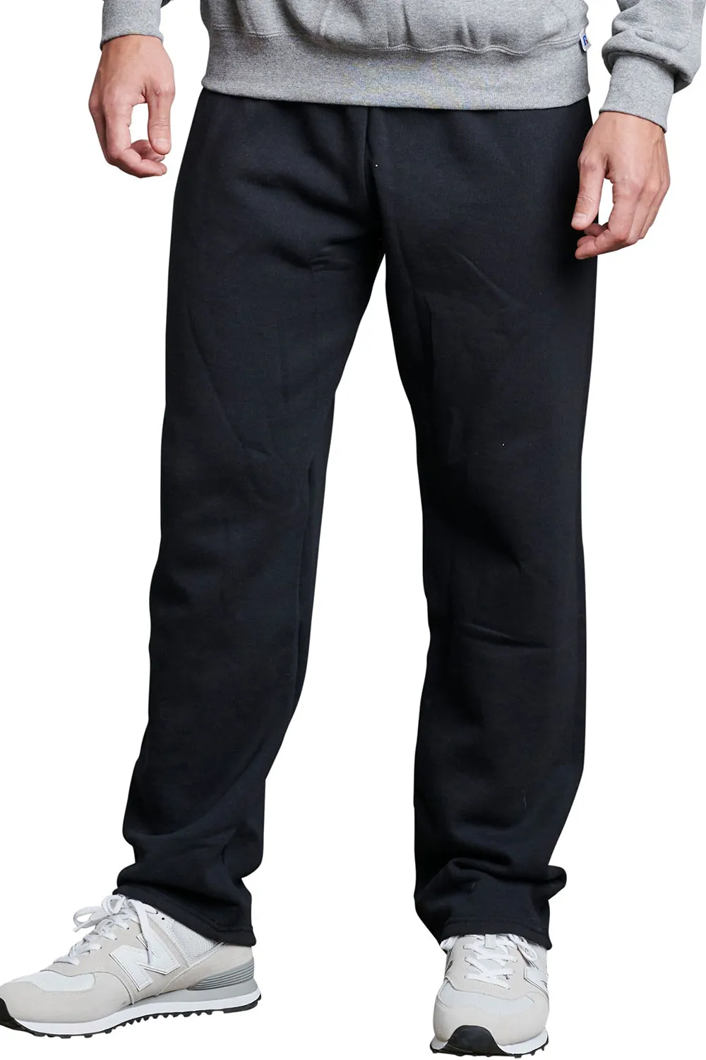 Russell Athletic Mens Dri Power Moisture Wicking Open Bottom Sweatpants w/ Pockets - Black