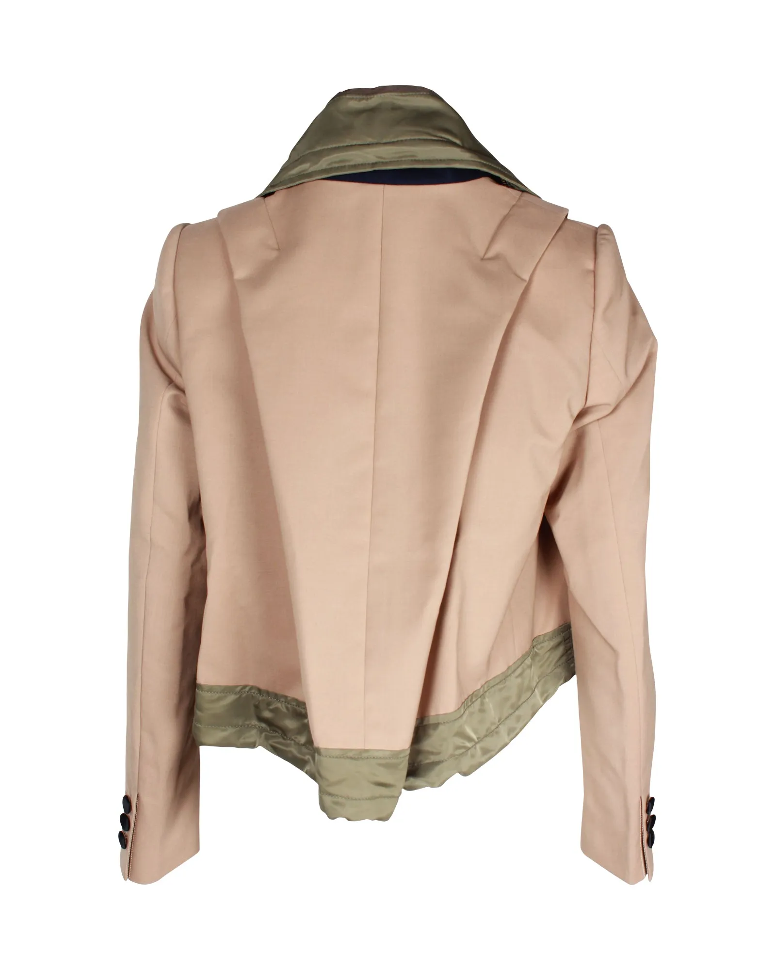Sacai Cropped Blazer Jacket in Beige Polyester