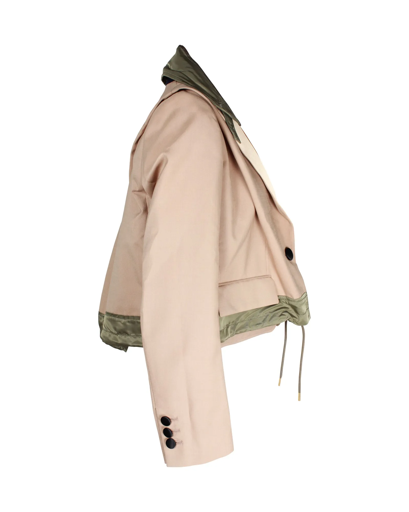 Sacai Cropped Blazer Jacket in Beige Polyester