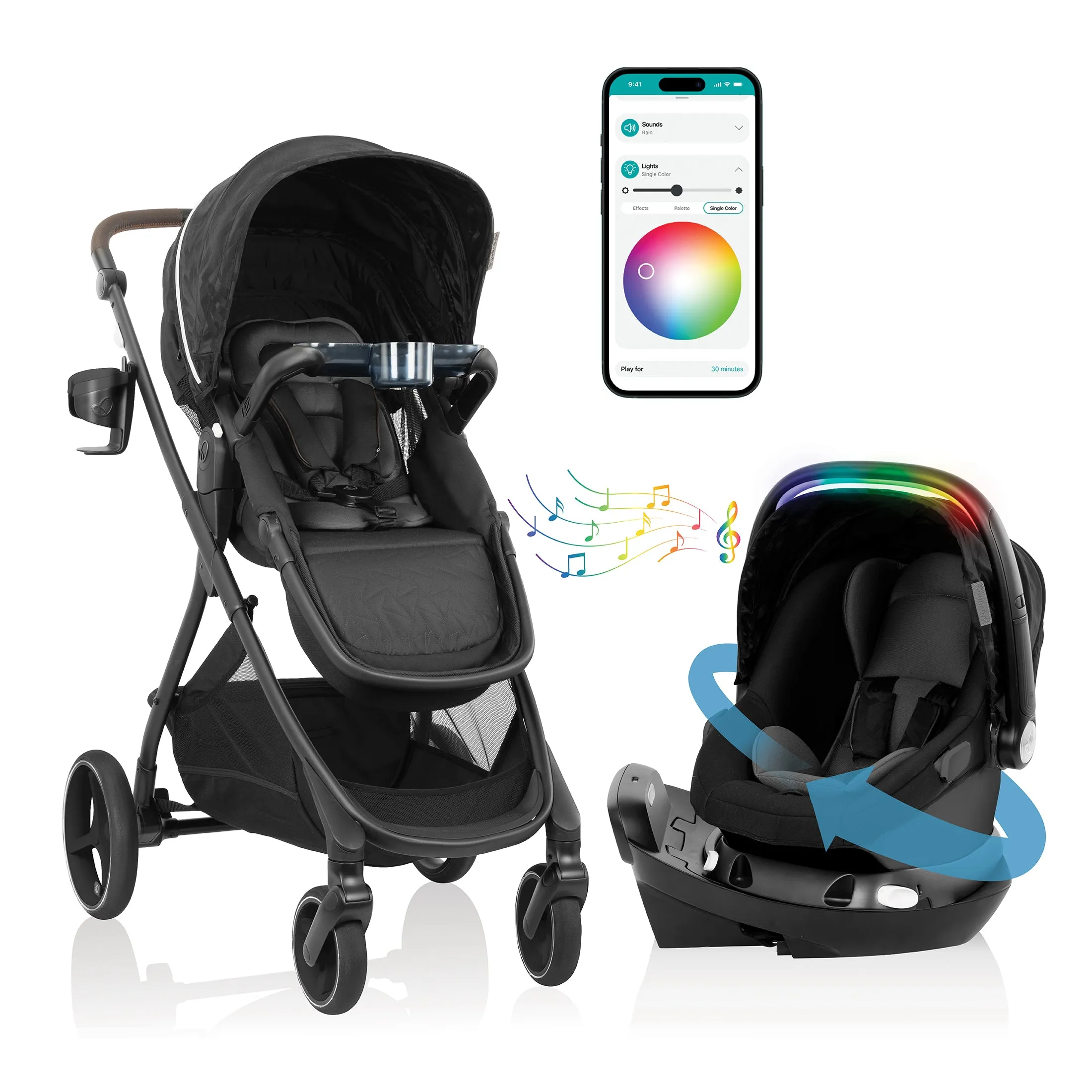 Shyft Intuiti  Travel System featuring Revolve180 LiteMax NXT with SensorySoothe