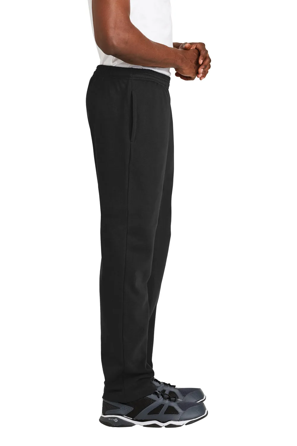 Sport-Tek Mens Open Bottom Sweatpants w/ Pockets - Black