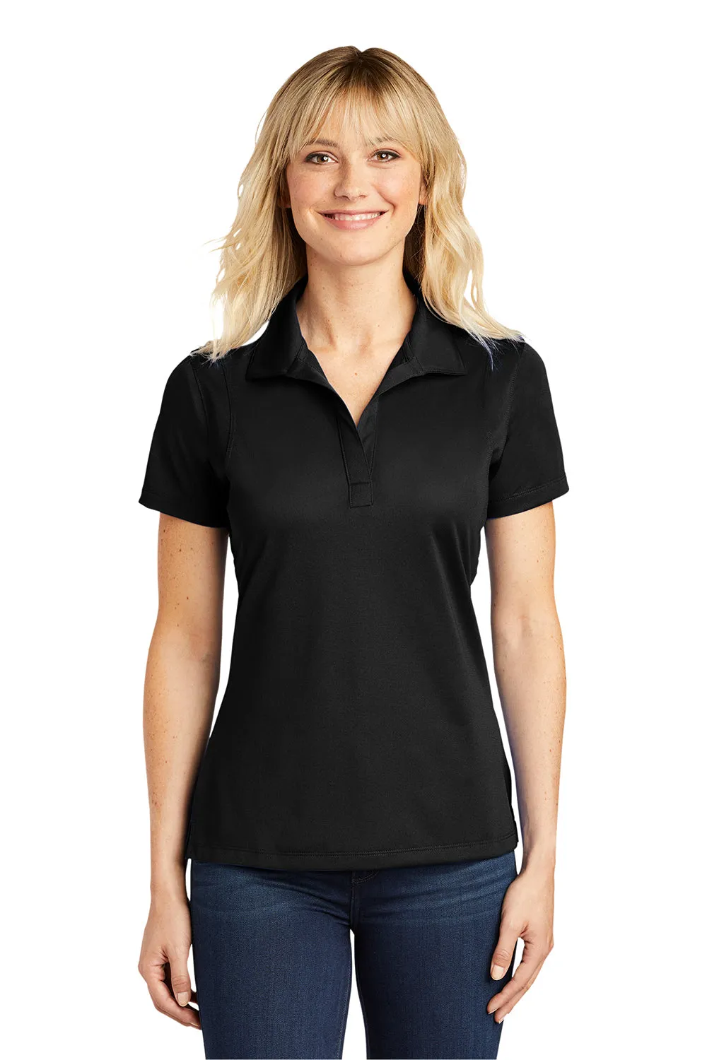 Sport-Tek Womens Sport-Wick Moisture Wicking Short Sleeve Polo Shirt - Black