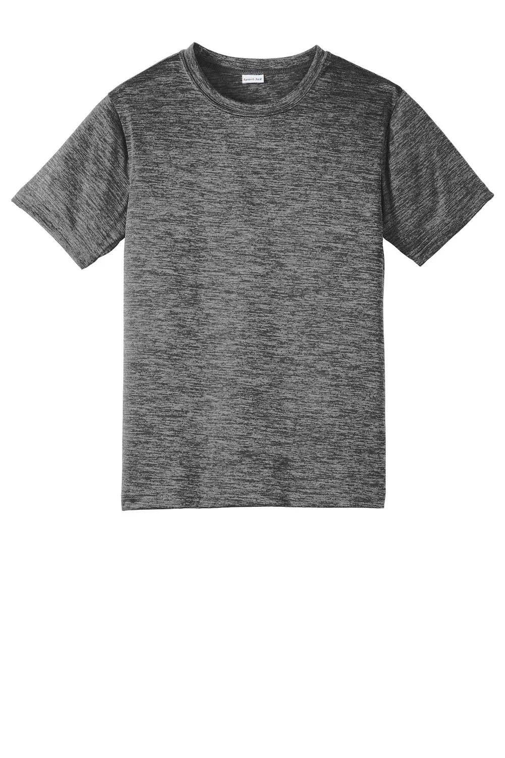 Sport-Tek Youth Electric Heather Moisture Wicking Short Sleeve Crewneck T-Shirt - Grey Black Electric