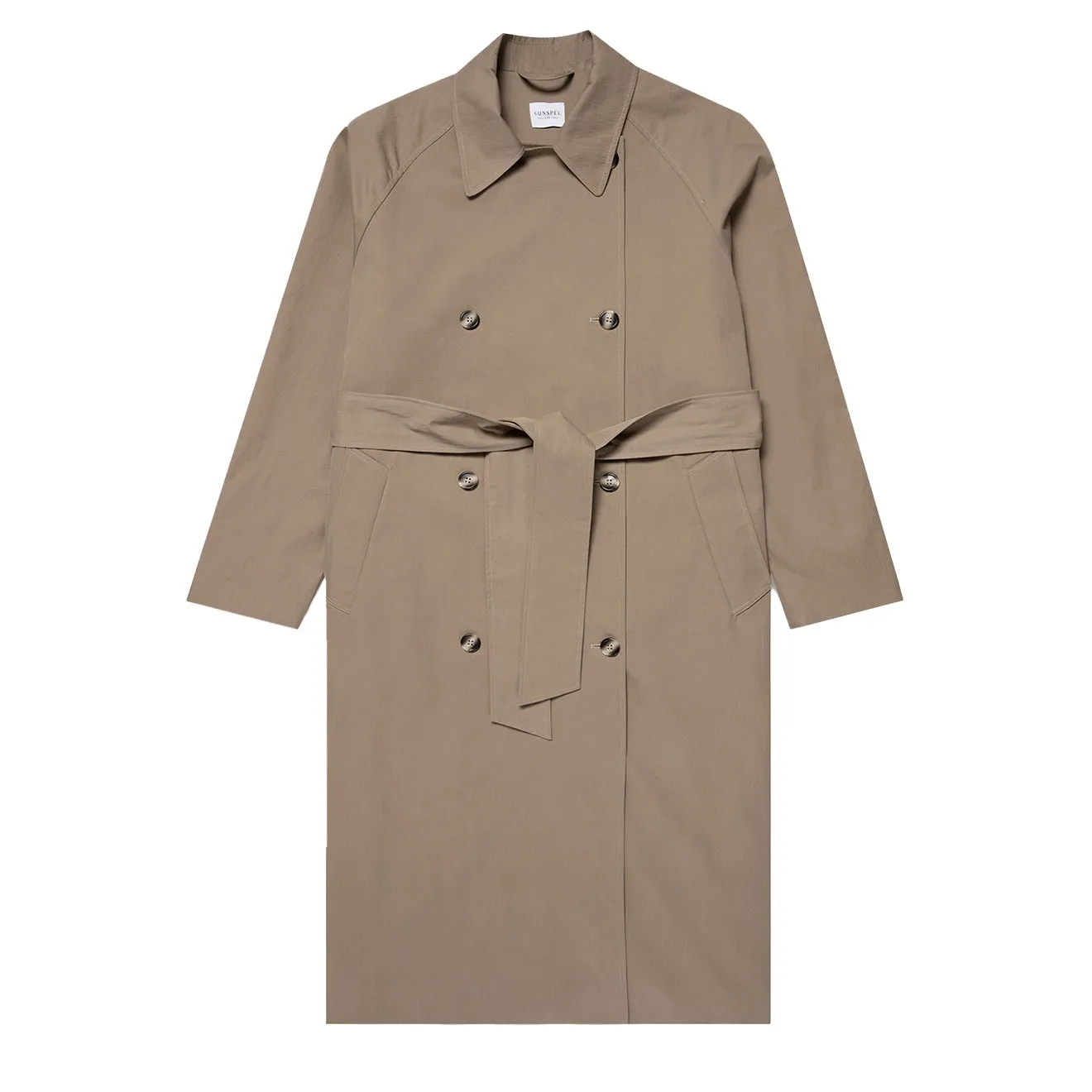 Sunspel Womens Trench Coat Dark Stone