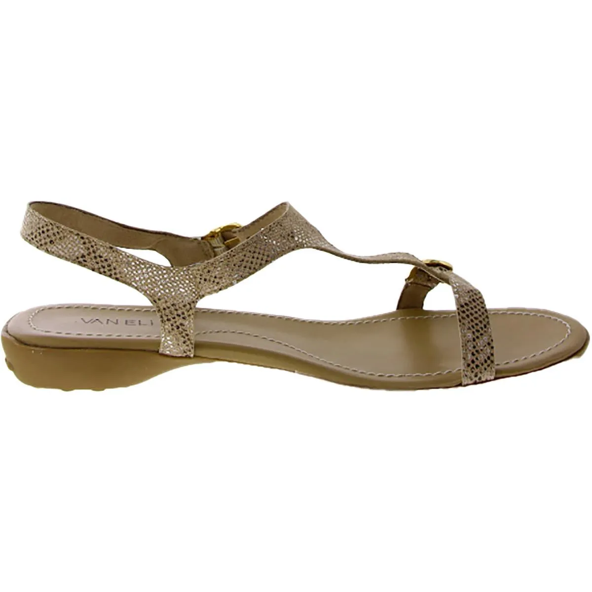 Taletha Womens Patent Leather Embossed T-Strap Sandals