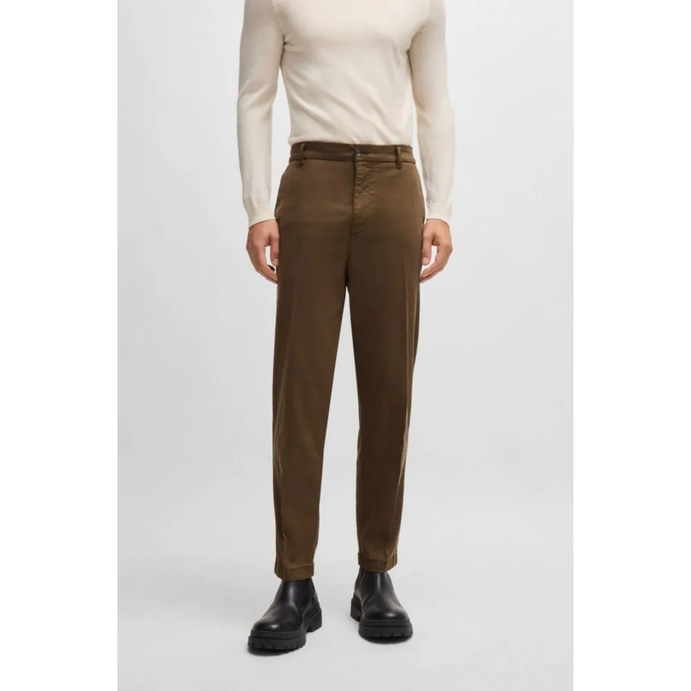 Tapered-fit regular-rise trousers in stretch twill