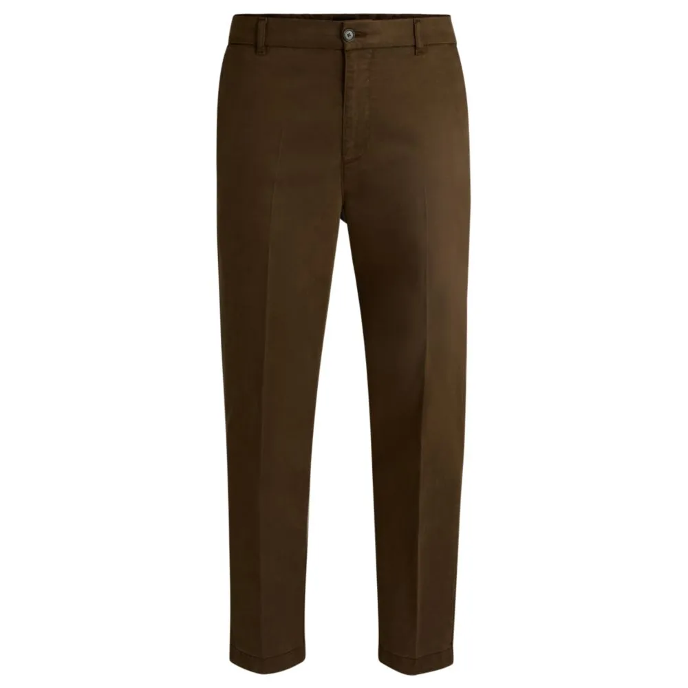 Tapered-fit regular-rise trousers in stretch twill