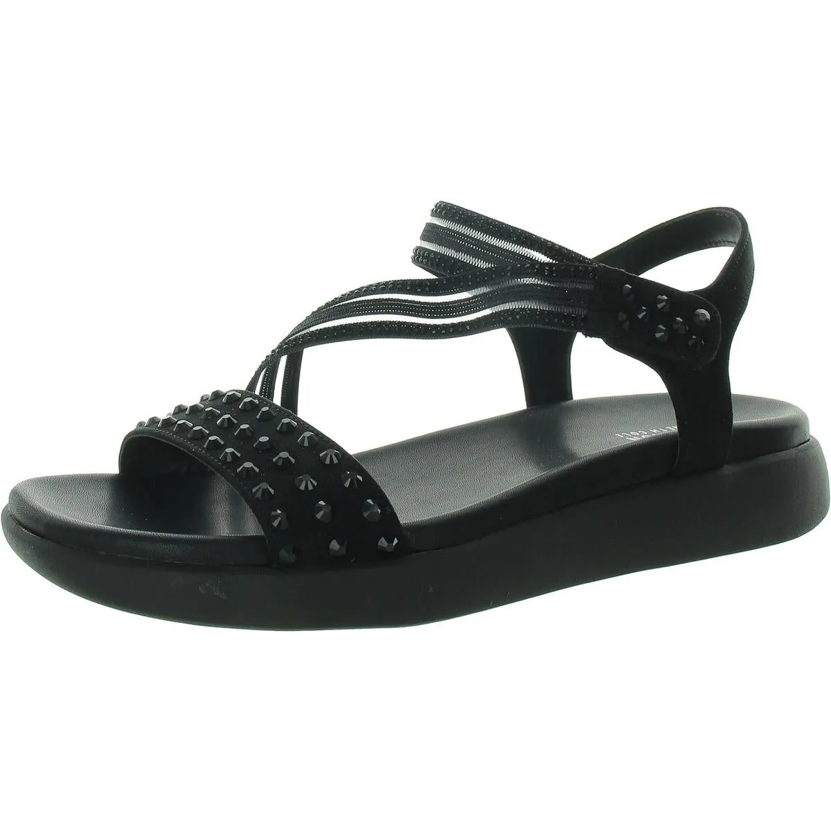 Taryn Womens Faux Suede Rhinestone Slingback Sandals