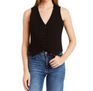 Teddy Double Knit Vest In Black