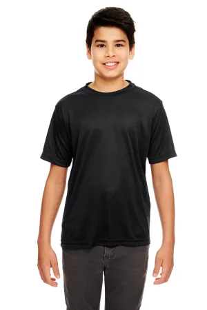 UltraClub Youth Cool & Dry Performance Moisture Wicking Short Sleeve Crewneck T-Shirt - Black