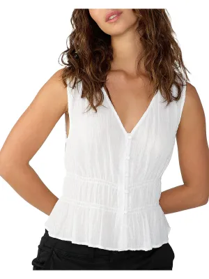 Womens Button Front Sleeveless Tank Top