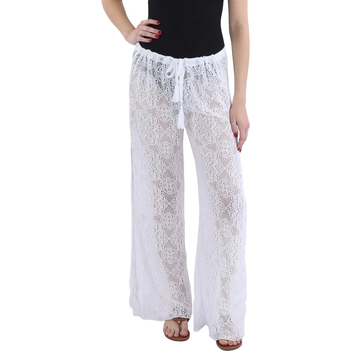 Womens Crochet Pants Cover-Up