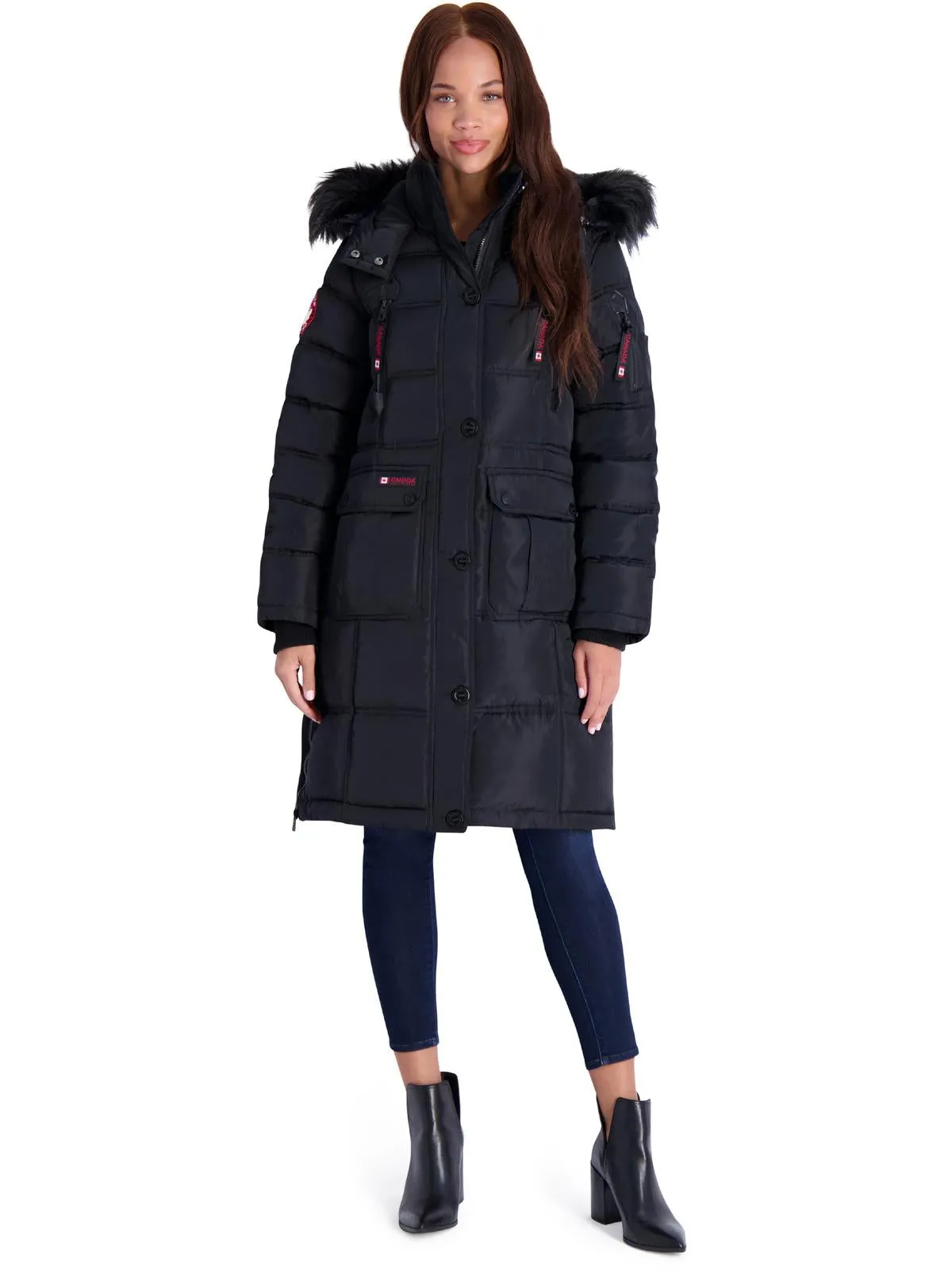 Womens Faux Fur Heavyweight Puffer Coat