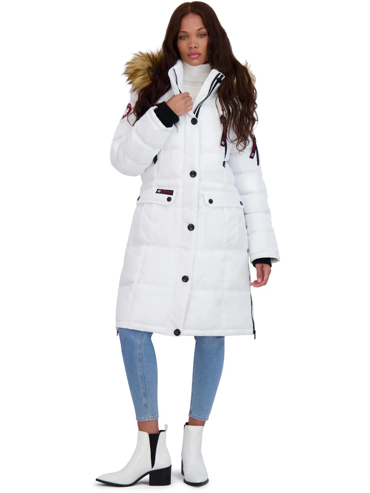 Womens Faux Fur Heavyweight Puffer Coat