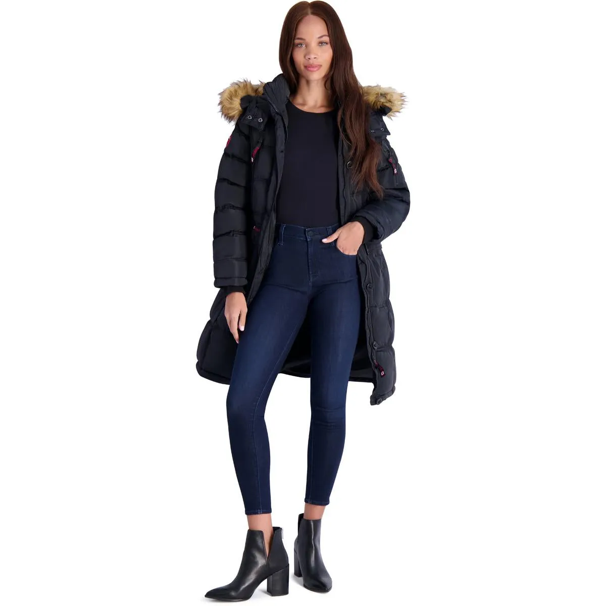 Womens Faux Fur Heavyweight Puffer Coat