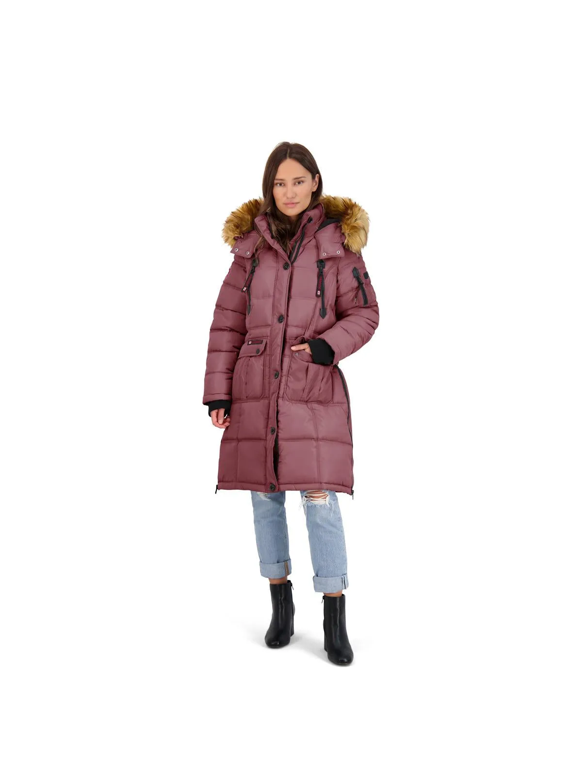 Womens Faux Fur Heavyweight Puffer Coat