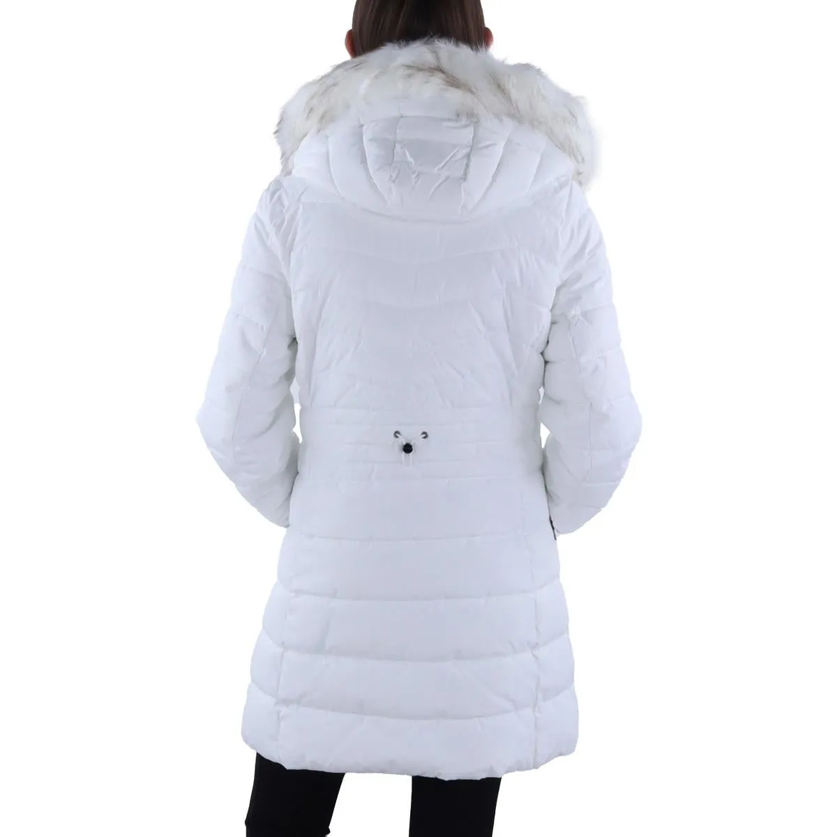 Womens Faux Fur Trim Hooded Puffer Jacket