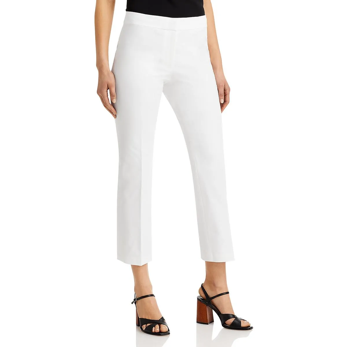 Womens High Rise Solid Cropped Pants