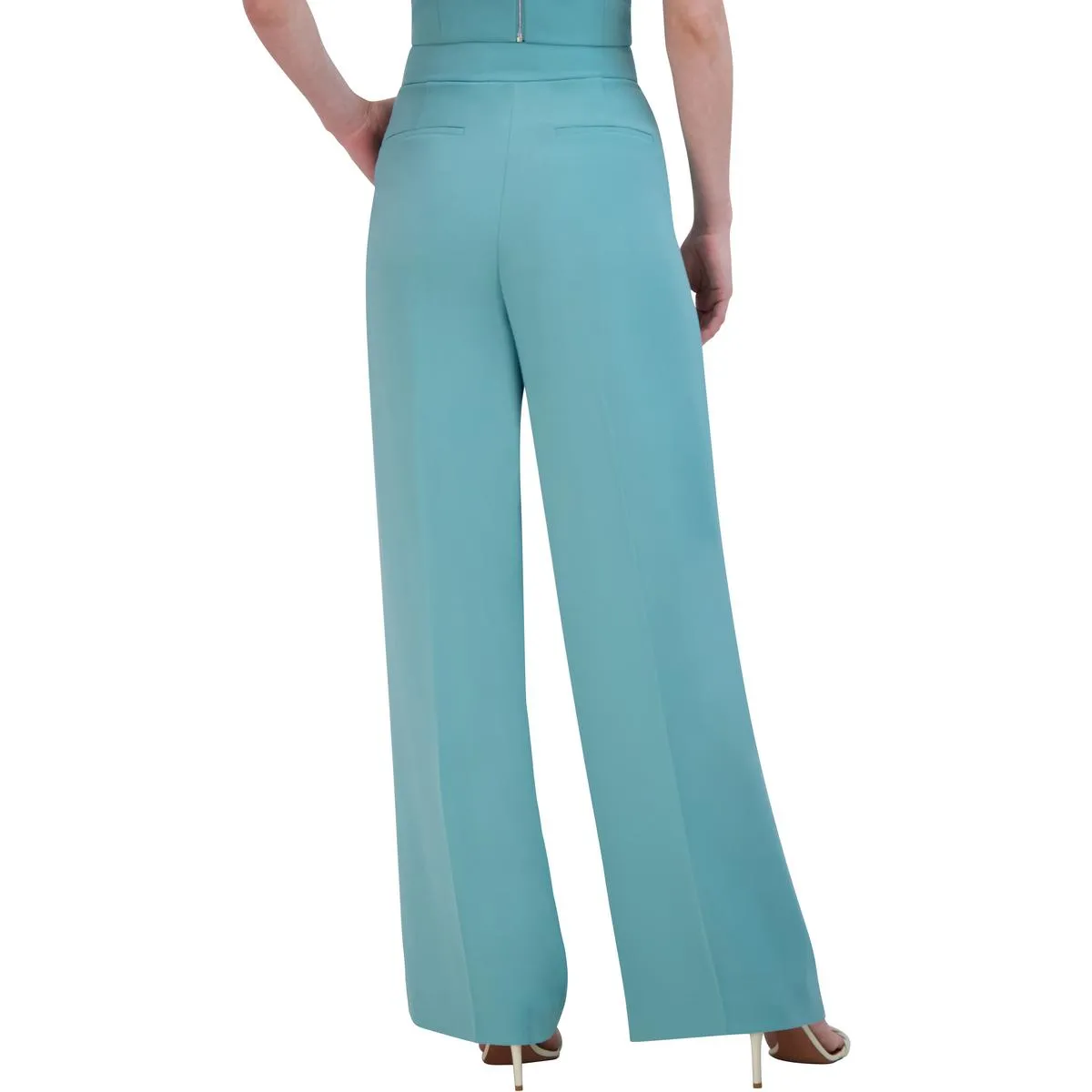 Womens Office Pleated Wide Leg Pants