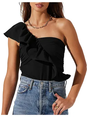 Womens One Shoulder Asymmetrical Bodysuit