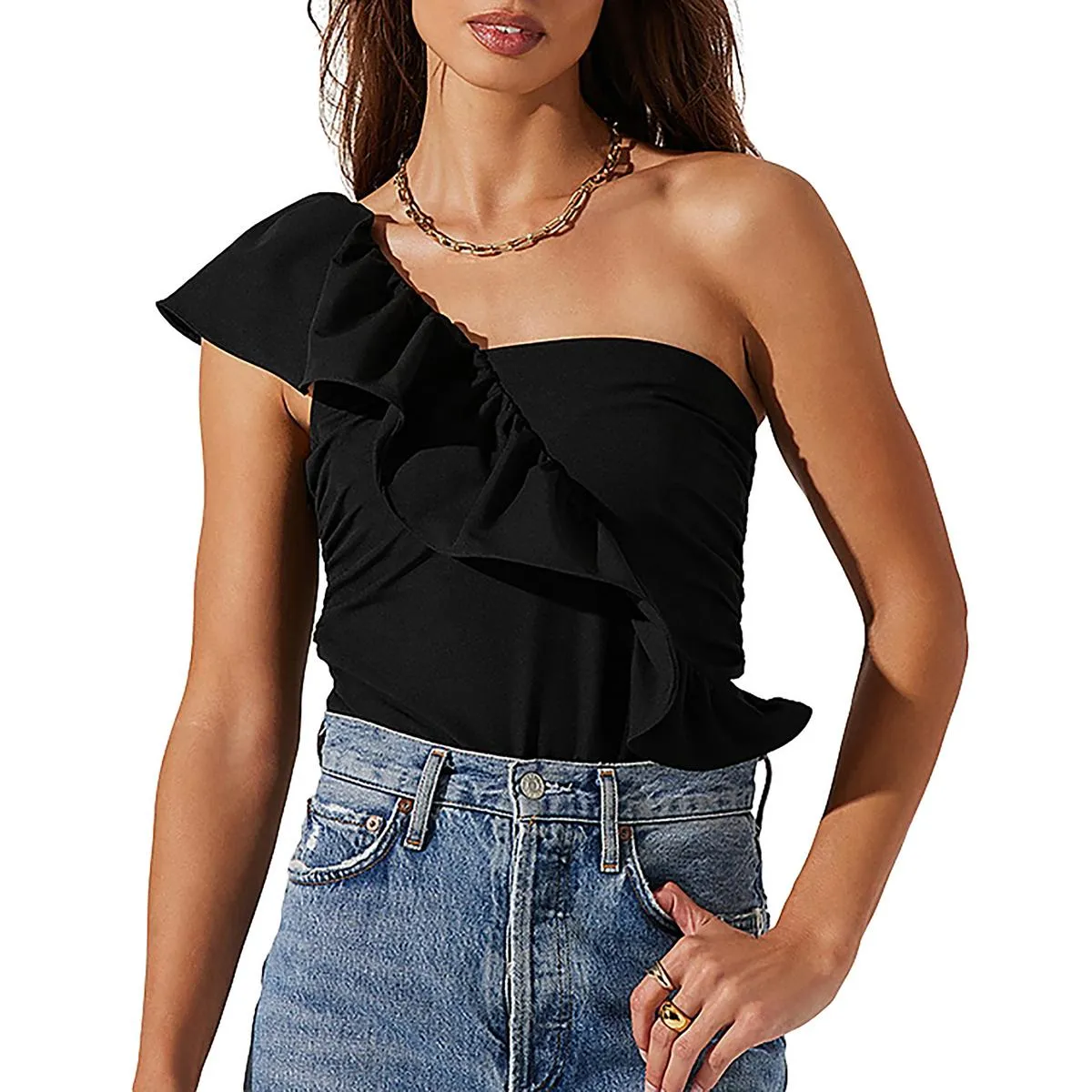 Womens One Shoulder Asymmetrical Bodysuit