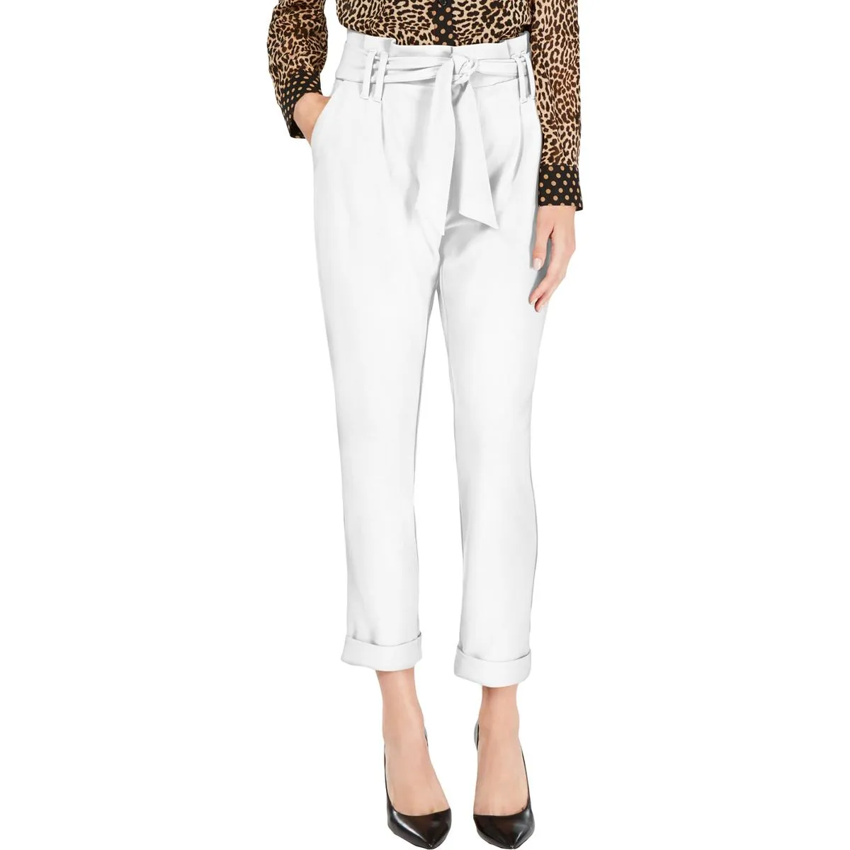 Womens Paperbag Tapered Leg Pants
