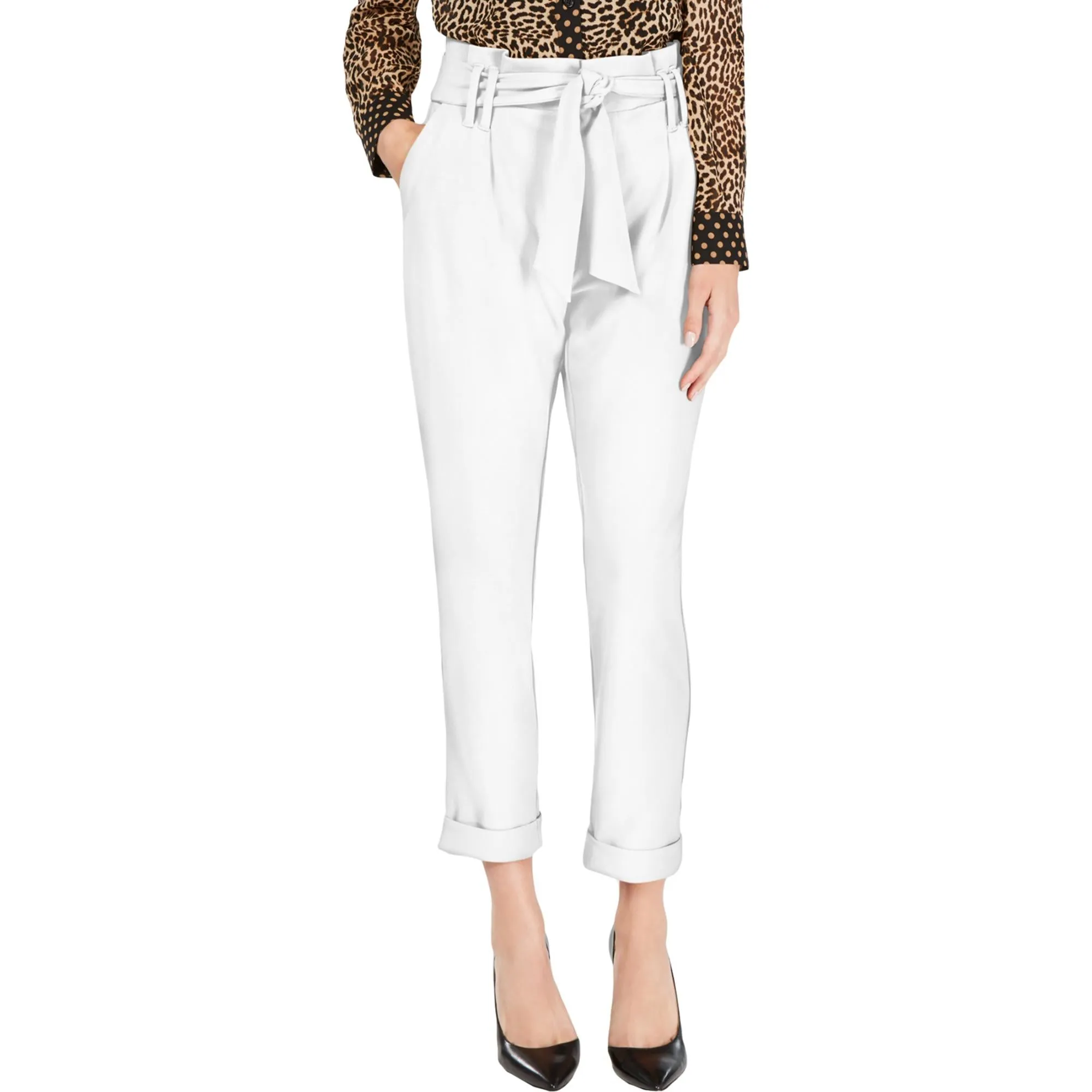 Womens Paperbag Tapered Leg Pants