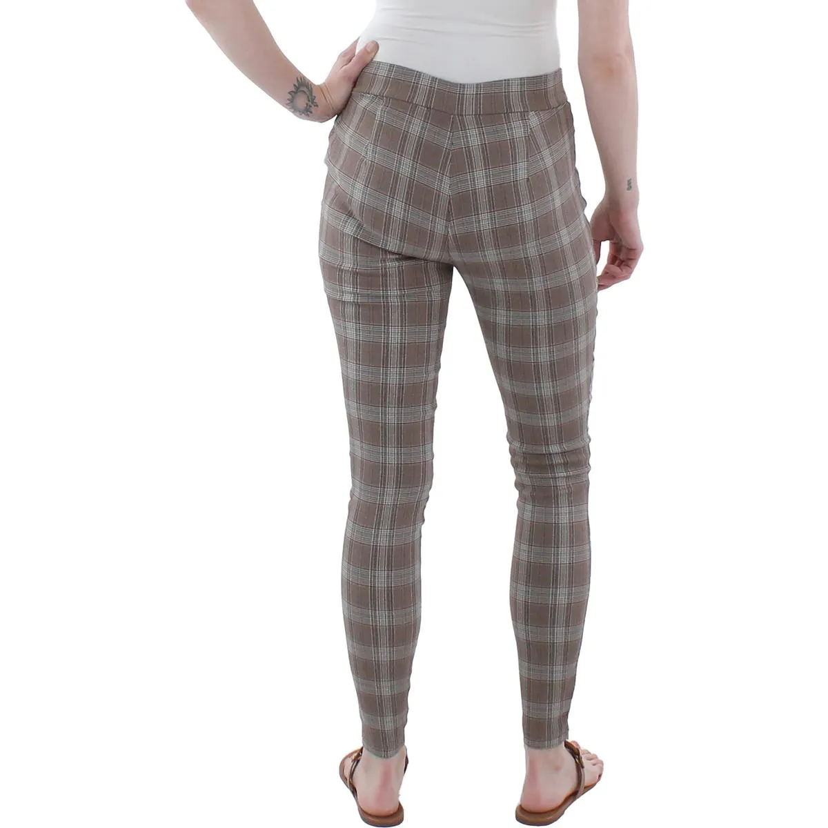 Womens Plaid Cropped Ankle Pants