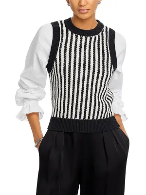 Womens Ribbed Trim Layered Casual Vest