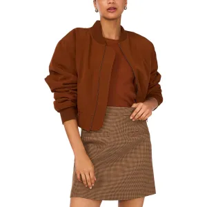 Womens Ribbed Trim  Polyester Bomber Jacket