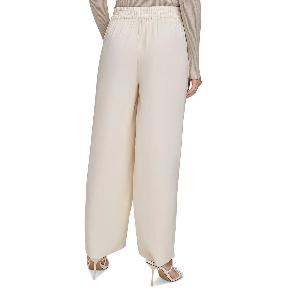 Womens Ruched High Rise Wide Leg Pants
