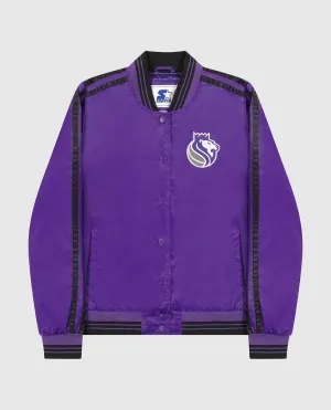 Womens Sacramento Kings Varsity Satin Full-Snap Jacket In Purple