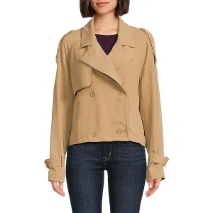 Womens Solid Cropped Shirt Jacket