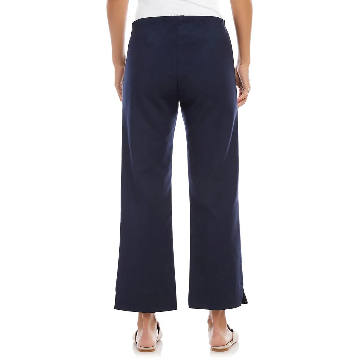 Womens Solid Side Zip Cropped Pants