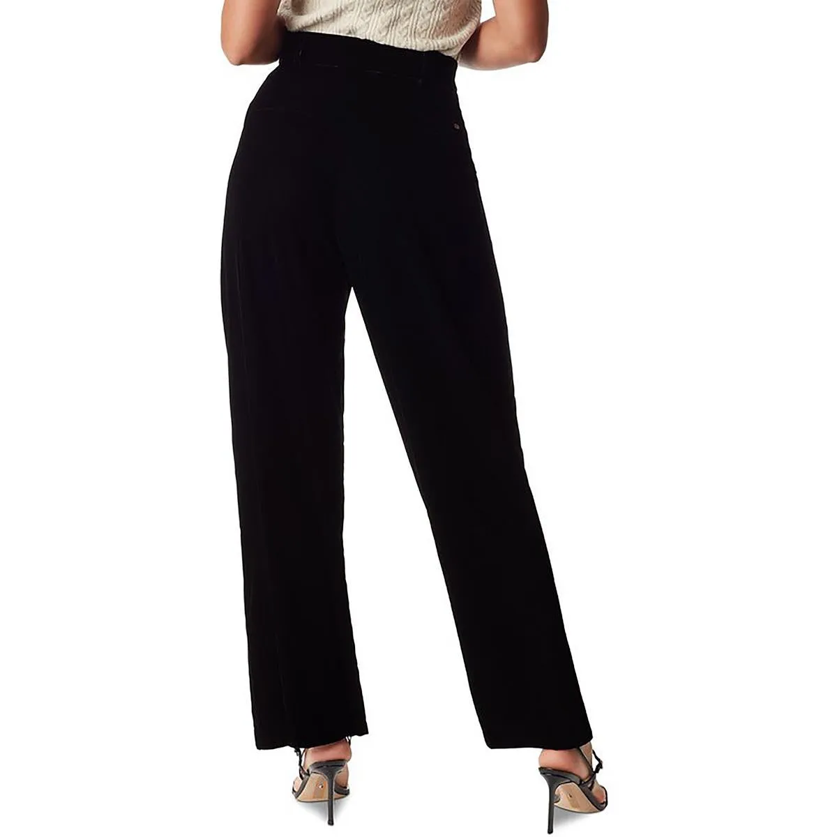 Womens Velvet High Rise Wide Leg Pants